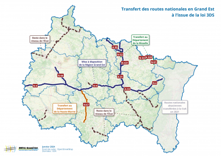 Transferts de routes nationales en Grand Est, suite à la loi 3DS