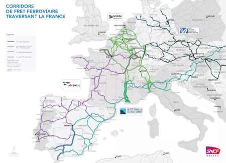 Les corridors de fret ferroviaire en France - Source : SNCF Réseau